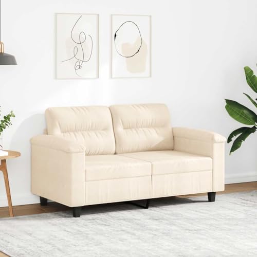Yisssmeng Sofá de dos plazas, color beige, 150 x 77 x 80 cm, tejido de microfibra, estructura de acero, diseño moderno para salón, dormitorio, oficina