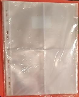A4 Clear Acid Free Archival Photo Sleeves for Ring Binder Albums - 4 pocket per page (10 pack)