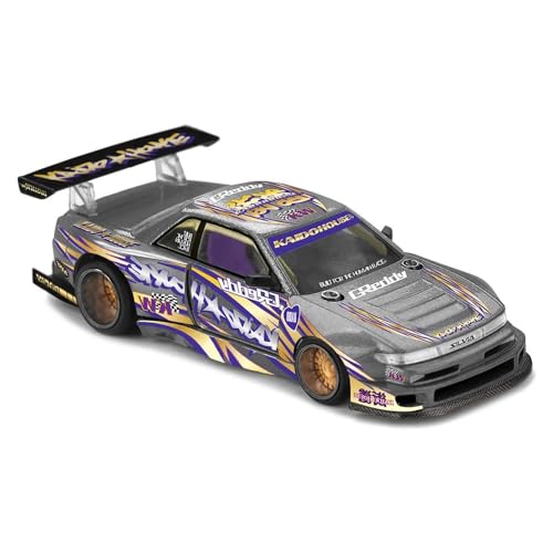 1:64 Scale Diecast Model Car Compatible with Nissan Silvia S13-R Kaido Drift V1 Greddy Gunmetal Gray Limited Edition Kaido House x Mini GT KHMG235