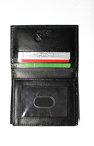 L-Fold Credit Card Trifold Black Leather Wallet - RFID Blocking2