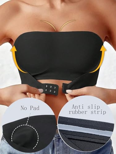 Strapless Bra for Women Non-Slip Silicone Padded Bandeau Bra Wireless Tube Top Bralette3