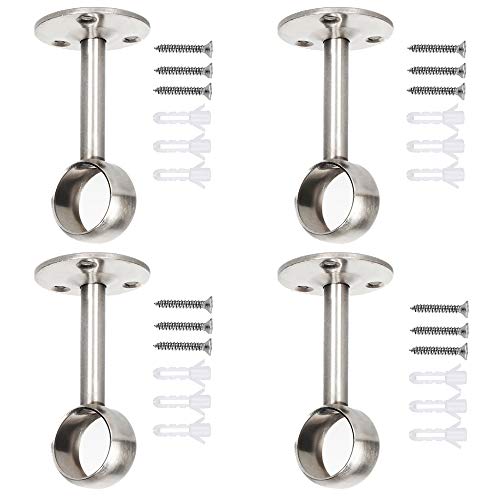Gardinenstangen-Endhalterung, 4 Stück, Schrankpfosten aus Edelstahl, 22...