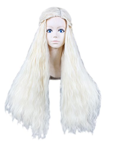 LOUISE MAELYS Womens Long Curly Wig Blonde Wavy Cosplay Wig Party Hair Extension