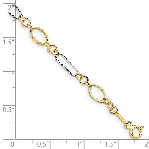 Solid 14k Gold Two-Tone Oval Shapes Bracelet (5mm)4