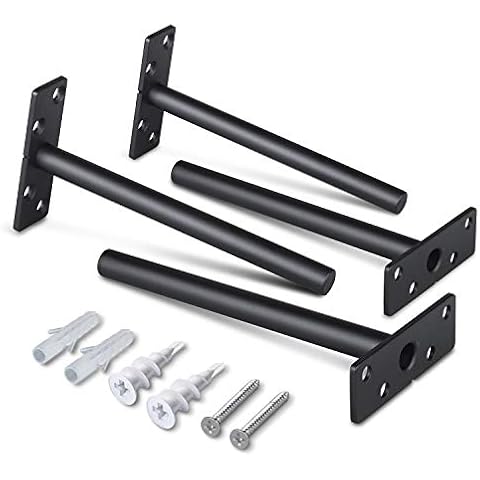 Perfecasa Hidden Floating Shelf Brackets Hardware - 8 Inch Heavy Duty Invisible Support for Shelves Eco Rustproof Black Finish Solid Stainless Steel with Screws and Plugs for Drywall Brickwall(4Pack) Cover