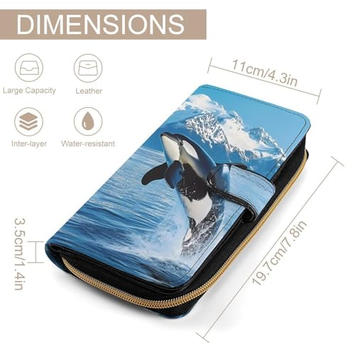 Animal Orcas Iceberg Womens PU Leather Wallet Long Purse Clutch Organizer for Office Travel2