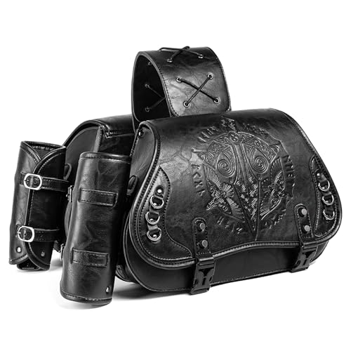 Alforjas para motocicleta para Yamaha V Star 250 2008-2024, alforjas impermeables de cuero PU con portavasos, bolsa de almacenamiento duradera para viajes miniatura 1