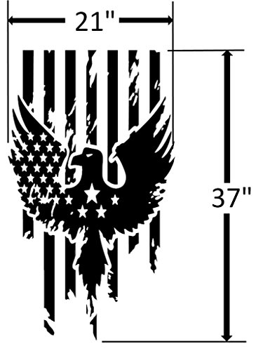Clausen's World Eagle Usa Flag Hood Vinyl Decal Racing Stripes 21X37 Inches, Fits Wrangler, Silver Grey Metallic #TOP1