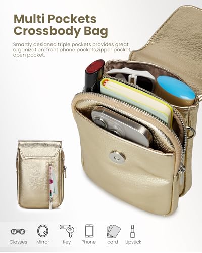 Image of befen Genuine Leather Crossbody Bags for Women, Cell Phone Cross body Purse Bag with RFID Blocking Card Slots