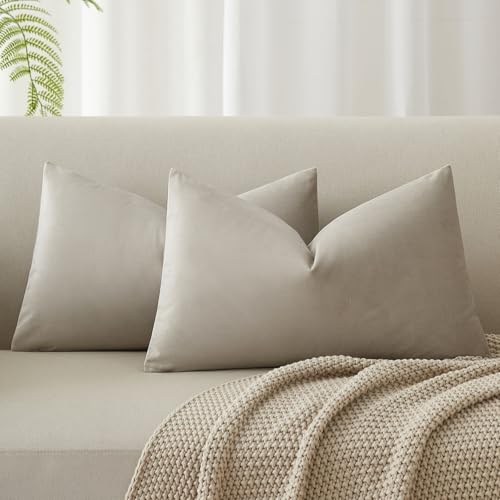 Image of JUSPURBET 16x24 Decorative Velvet Throw Pillow Covers Cases Set of 2,Cloud | Modern Soft Cushion Covers with Hidden Zipper for Couch Sofa Bed Living Room Bedroom Home Decor