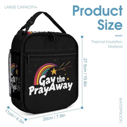 Gay The Pray Away Travel Backpack Lunch Box Pencil Case 3Pcs Set for Men Women Office Outing University4