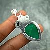 Pure 925 Sterling Silver Pendant for Men Women, Genuine Green Emerald Multiple Gemstone Unique Handcrafted May Birthstone Pendant #5