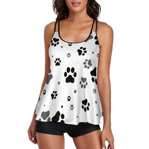 Tankini patte de chien pour femme avec short de plage idéal pour les vacances d'été au soleil