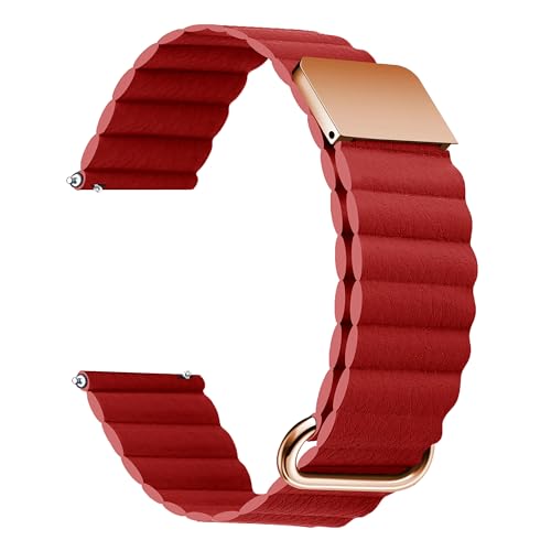 Image of ACM Watch Strap 20mm compatible with Compaq Q Watch Smartwatch | Magnetic Leather Luxury Belt Band