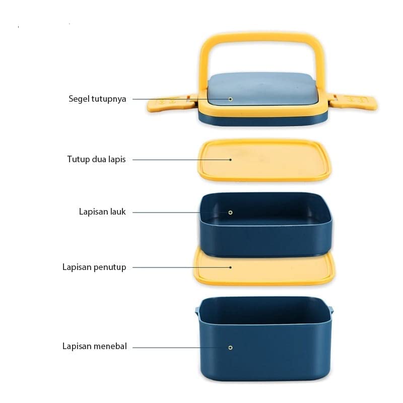 Image of Toyshine 2 Layer Bento Box for Kids and Adults, Sealed and Leak-proof Lunch Box, Keep Foods Separated Food Storage Container, Food-Safe Materials, 1000 ML - Green