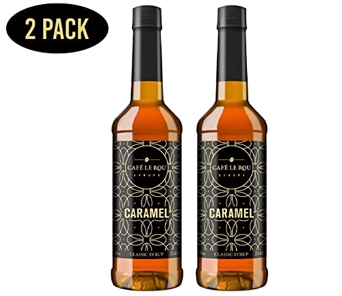 Image of NEW Cafe Le Rou Caramel Coffee Syrup 25.4 oz Cafe Syrup (Caramel, 2-pack)*Includes 2 Coffee Syrup Dispensers*Flavoring Syrup for Coffee, Tea and Espresso
