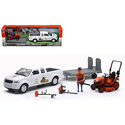 NEWRAY 1:20 KUBOTA - Pickup Truck with Trailer & Lawn Tractor SS-33263A