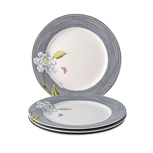 Laura-Ashley-Heritage-Midnight-Pinstripe-10-Dinner-Plate-Set-in-Giftbox-Porcelain-Dining-Plates-Microwave-Safe-Ceramic-Dinnerware-FloralNavy Laura Ashley Heritage Midnight Pinstripe 10 Dinner Plate Set in Giftbox Porcelain Dining Plates Microwave Safe Ceramic Dinnerware FloralNavy