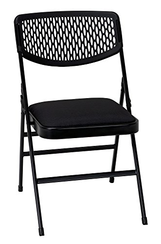 Image of Cosco Products COSCO Ultra Comfort Commercial Fabric and Resin Mesh, Gray, 4-Pack Folding Chair, 4 Pack, Black