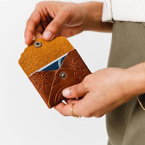 Image of Portland Leather Goods Mini Daisy Wallet for Women - Handmade from the Finest Full-Grain Hides - Features Envelope Design with Snap Closure - Meadow