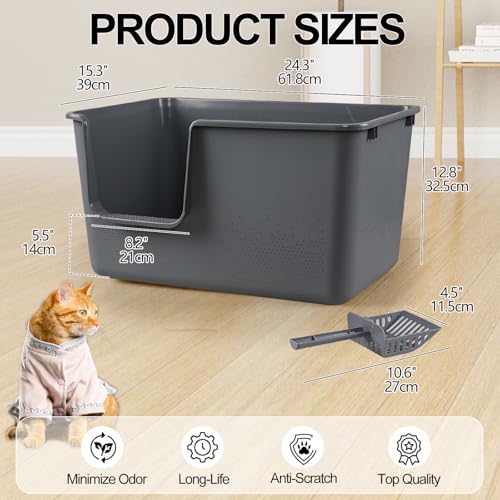Caja de arena para gato extra grande, 2 unidades, gris miniatura 2