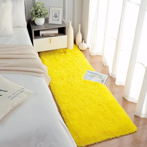 Image of Carpet for Hallway, Kitchen, and Modern Interiors, Cozy Shag Runner for Living Room, Entryway & Office Decor Size 2x6 feet Yellow