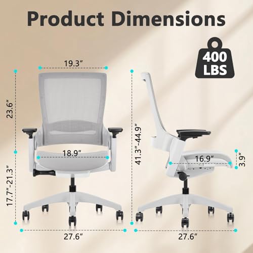 Image of CLATINA Office Chair Swivel Executive Chair, Adjustable Ergonomic Computer Chair with 3D Armrest and Lumbar Support, Mesh Backrest Task Chair for Home Office Conference Room Studio, 2 Pack