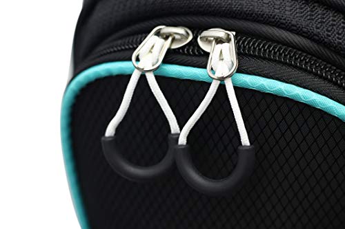 Majek Premium Ladies Black Teal Golf Bag 9.5 Inch 14-Way Friendly Separator Top With Putter Sleeve #TOP6