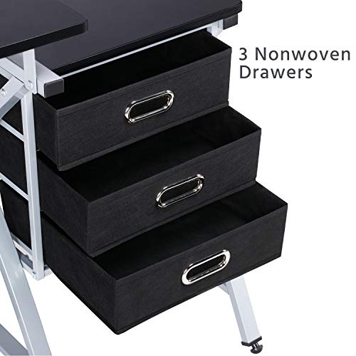 Yaheetech Adjustable Height Drawing Table, Artist Drafting Table with Tiltable Tabletop, Art Craft Desk for Artwork, Graphic Design, Reading