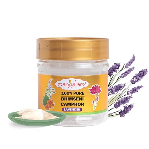 Image of MANGALAM Bhimseni (Lavender) Camphor 50g Jar - Pack Of 1 | 100% Pure | For Puja, Aromatherapy & Air Freshener | Sweet Fragrance