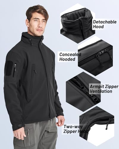 TACVASEN Men's Fleece Lined Tactical Jacket Waterproof Military Hoodie Winter Softshell Jacket Rain Coat Warm Hiking Hunting4