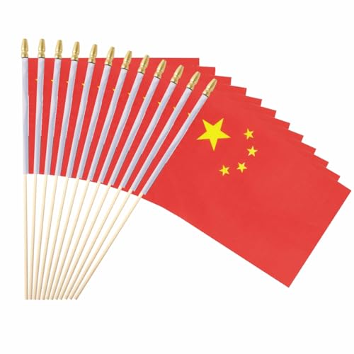 Ckexin 25Pack Small China Flags Handheld Mini Chinese Flag on Stick 5x8 Inch