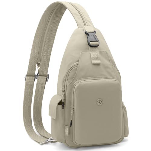 GOUNNU Leichter Brusttasche Damen und Herren Sling Bag Klein Rucksack Schulterrucksack Nylon Umhängetasche Casual Schultertasche Crossbody Bag für Outdoorsport Radfahren Reisen (Grau)