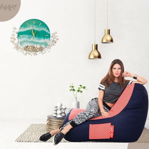 Image of Style Homez Urban Design Denim Canvas Star Printed Chair Bean Bag XXL Size Filled with Beans Fillers