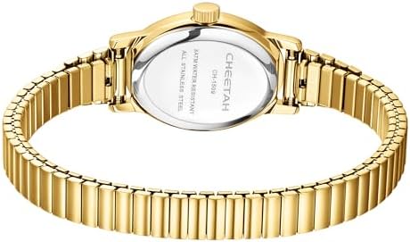 CHEETAH Zierliche goldene Uhren für Damen, mit Edelstahl-Erweiterungsband, kleinem ovalem Gehäuse, gut ablesbares Zifferblatt