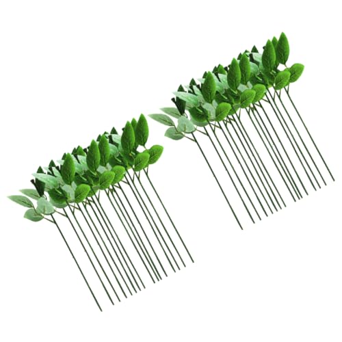 ERINGOGO Artificial Rose Stems 40 Pcs Realistic Floral Stem Wire for DIY Crafts Wedding Flower Arrangement