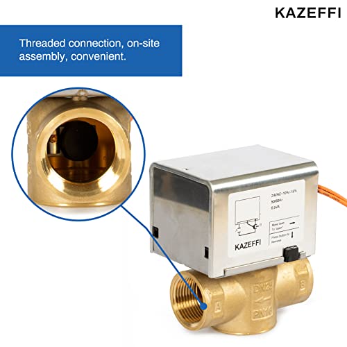 Kazeffi Motorized Zone Valve, 2 Way,Npt 1", Normally Closed,2 Wire Control 24 Vac With End Switch #TOP1