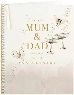 Clintons: Champagne Glasses & Butterflies Mum & Dad Anniversary Card, Parents Anniversary Card 201x156mm, multi, 1139785