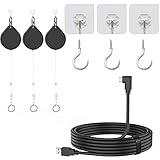 VR Cable and VR Accessories Cable Management Compatible with Oculus Quest 3/2 and PC VR, High Speed Data Transfer, USB A to Type-C Link Cable 16FT,Drill Free Retractable Ceiling Suspension System