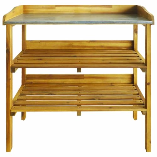 Table de pot compacte en bois d'acacia massif pour terrasse