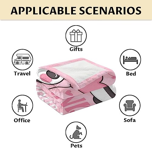 Personalized Panda Blanket Gifts with Name - 40"x50" Cute Throw Blanket for Kids, Adults - Pink Soft Fuzzy Blankets for Couch & Sofa