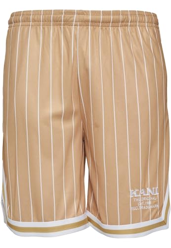 Karl Kani Herren KM232-005-2 KK Retro Pinstripes Mesh Shorts Sand/White, XS