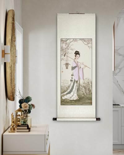 Orientalische Kunst Wand hängende Malerei, klassische asiatische Wanddekoration Malerei, Seidenrollenmalerei, daiyutu, symbolisiert alte chinesische Malerei