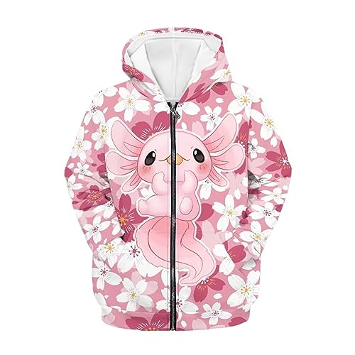 Sweatshirt with Pocket for Kids Warm Zip Up Hoddies Casual Coat Top for Kids Boys Girls Drop-shoulder Design