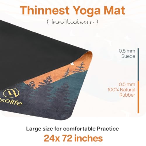 Image of Wiselife MicroFiber & Natural Rubber Foldable Yoga Mat + Carry Bag | Extra Thick Extra Long Extra Wide Exercise floor Mat For Gym, Workout, Fitness | Natural Rubber Yoga Mat (1MM,Arbian Morning)