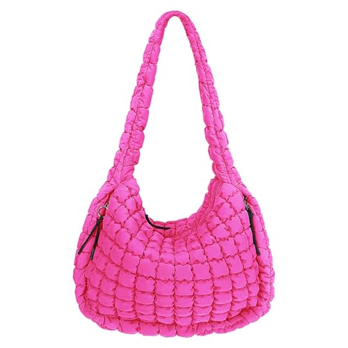 Image of Puffer Quilted Shoulder Bag Large Puffer Tote Bag for Women,Hobo Quilted Tote Bag Crossbody Shoulder Handbags Puff Purse