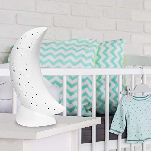 Simple Designs Lt3338-Wht Porcelain Fun Shaped Crescent Moon Over Clouds Celestial Table Night Light Lamp, Moon #TOP5