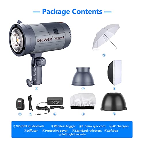 Neewer 600W Battery Powered Outdoor Studio Flash Strobe Lighting Kit:(2)Vision4 Monolight With 2.4G System,(2)Translucent White Umbrella,(2)Rectangular Softbox For Video Shooting Location Photography #TOP7