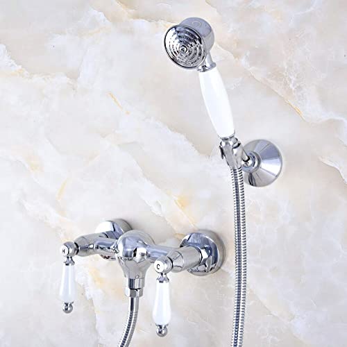 Pomme de douche à main et mitigeur mural en laiton avec levier céramique précis