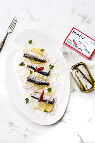Matiz Sardines Variety Pack, Wild Caught Spanish Waters | 10 Tins | In Olive Oil, Sweet Piquillo Pepper, Spicy Piri Piri Pepper and Lemon Essence